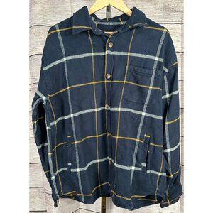 Goodfellow & Co Men’s Heavyweight Flannel Shacket Navy Plaid Button Up M